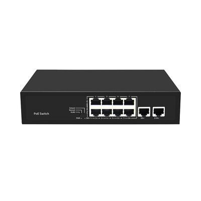 8 Port CCTV POE Switch Fast Ethernet With 2 Gigabit Copper Uplink PoE Af/At 120W Budget