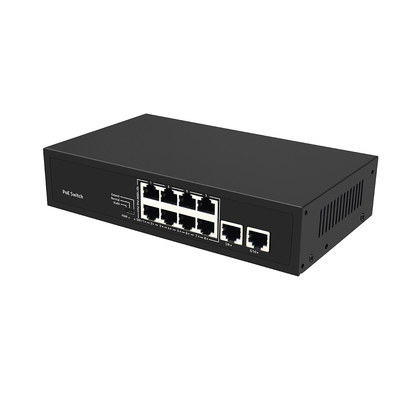 8 Port CCTV POE Switch Fast Ethernet With 2 Gigabit Copper Uplink PoE Af/At 120W Budget
