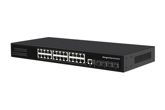 28 Port 10/100/1000Mbps Managed Ethernet CCTV POE Switch Support PoE Af/At With 4*10G SFP+