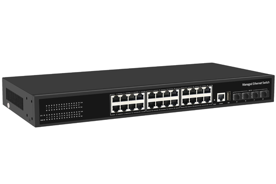 28 Port 10/100/1000Mbps Managed Ethernet CCTV POE Switch Support PoE Af/At With 4*10G SFP+