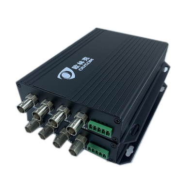 4 Channel Optical Fiber Video Converter Single Mode Simplex 20km FC With Reverse Data