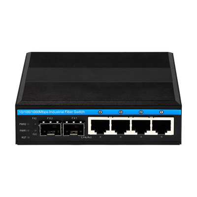 6 Port Gigabit Managed Industrial POE Switch DC 48V Input 4 RJ45+2 SFP With Din-Rail