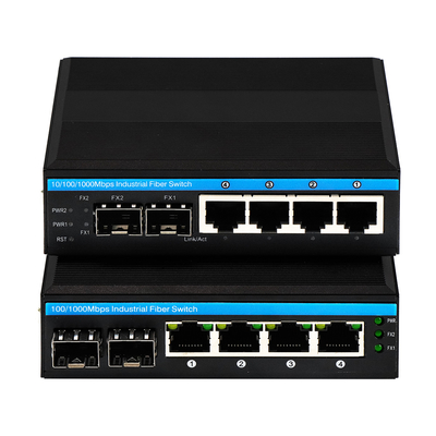 6 Port Gigabit Managed Industrial POE Switch DC 48V Input 4 RJ45+2 SFP With Din-Rail