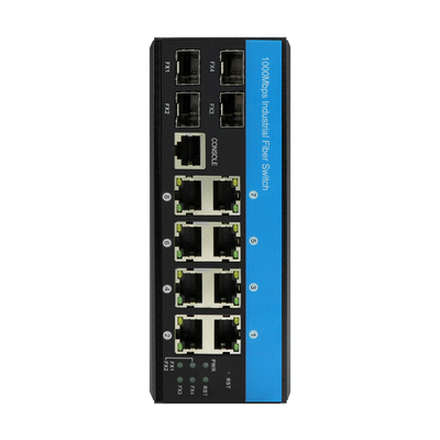 12 Port Industrial Gigibit Managed Fiber Switch DC9-52V Input With 4 SFP+8 RJ45