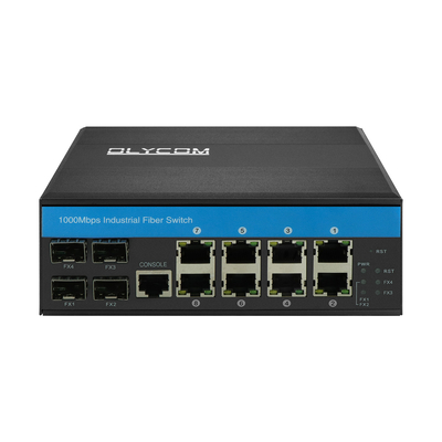 12 Port Industrial Gigibit Managed Fiber Switch DC9-52V Input With 4 SFP+8 RJ45