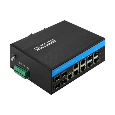 12 Port Industrial Gigibit Managed Fiber Switch DC9-52V Input With 4 SFP+8 RJ45