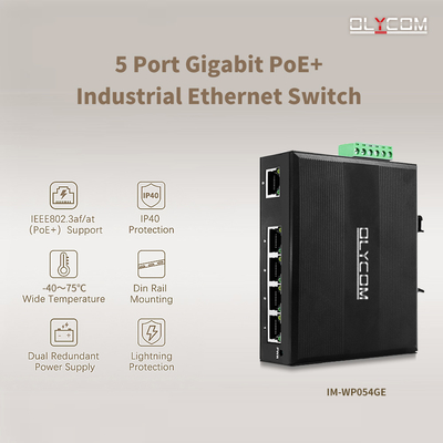 5-port Industrial Network Switch E-mark Ethernet Switch With 4 KV Surge Protection