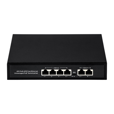 OEM ODM Fast Ethernet 10/100mbps 4 Port Poe Switch With 2 Uplink Port Network Switch
