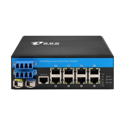 8 Port Industrial Managed Ethernet Switch with 2x2.5G LC Fiber Port and D2x2B Bypass for Telecom and Security Networks