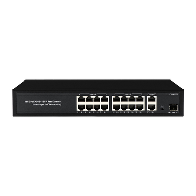 OEM/ODM 16 Port 10/100mbps PoE Switch With Gigabit Uplink 1SFP Port 300W Built-in Power