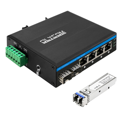 6-Port Industrial Network Switch With 2 Fiber And 4 Auto-MDI/MDIX RJ45 Ports