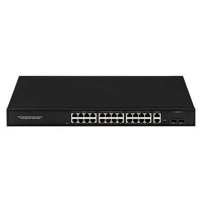 24 Port Network 48V Active PoE Switch 450W Standard AF/AT With 2 RJ45 Uplink Port Ethernet Sfp Fiber Switch