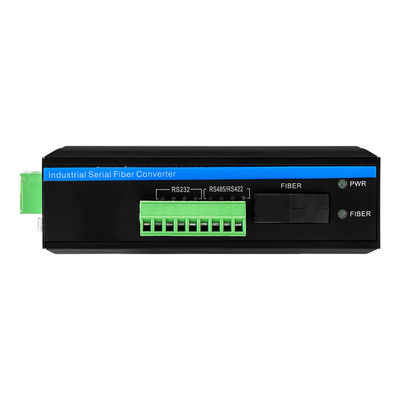 Industrial DIN Mount Serial Fiber Converter with 80Km Transmission Distance and 15KV ESD Protection