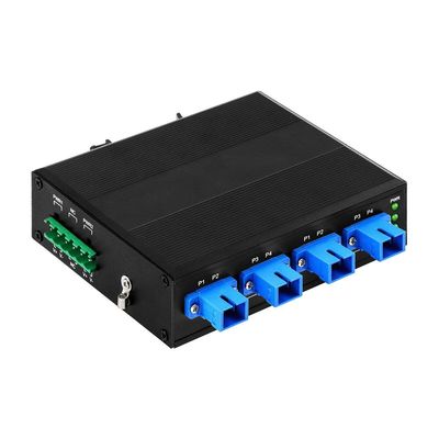 4 Channel Industrial Optical Bypass Switch with Din Rail DC24V Input and Low Insertion Loss for Telecom Communication