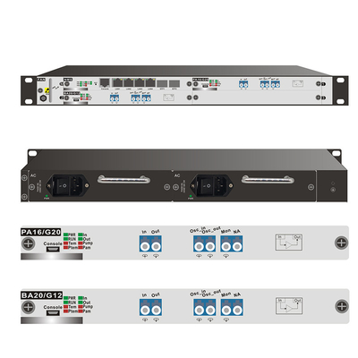 Erbium Doped Fiber Amplifier EDFA Device Optical Signal Booster 1U Chassis System