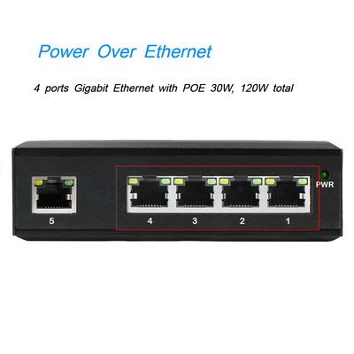 4 Port POE Voltage Booster DC12-48V Input For Solar Power With 1 Uplink Network Port Switch