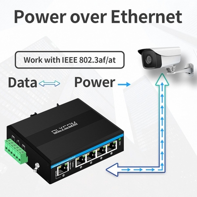 5 Port Gigabit Voltage Booster 12-48VDC Input Industrial Poe Network Switch