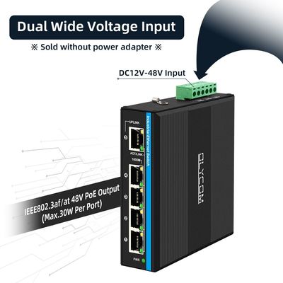 Solar Powered Industrial PoE Switch 5-Port Gigabit Unmanaged with Built-in Voltage Booster for CCTV and Outdoor Networks