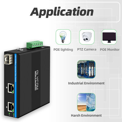 Mini Din Rail Ethernet Switch 100/1000M Fiber 60W PoE Budget DC48V Unmanaged CE