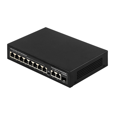 120W Unmanaged POE Switch 8 PoE 10/100/1000Mbps + 2 LAN 10/100/1000Mbps + 1SFP 100/1000M