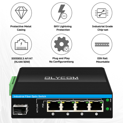 5 Port Gigabit Unmanaged POE Switch DC48-52V Power Supply Ethernet Switch For Outdoor Use