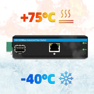 Industrial PoE Media Converter Gigabit Ethernet 30W 48V Output Din Rail Unmanaged
