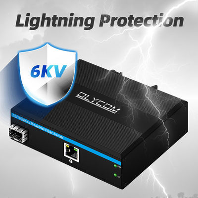 Mini 2 Port 10/100mpbs Industrial Fiber Media Converter With 1RJ45+1SFP LC Ethernet Switch For Outdoor Use