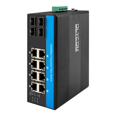 Gigabit 12 Port Industrial PoE Ethernet Switch  IEEE 802.3af/at RJ45 DIN Rail Installation Switch