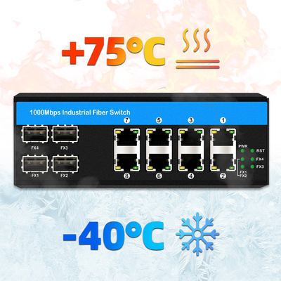 Gigabit 12 Port Industrial PoE Ethernet Switch  IEEE 802.3af/at RJ45 DIN Rail Installation Switch