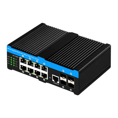 10G Industrial POE Switch with 8 Gigabit POE Ports and 4 10G SFP Uplink - 6KV Surge Protection L2 Managed Network Switch