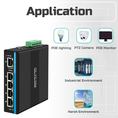 Mini 5 Port Industrial Ethernet Switch 4 RJ45 Port To 1 Uplink RJ45 Gigabit Unmanaged Switch Dc12v/24v Input