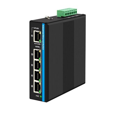 Mini 5 Port Industrial Ethernet Switch with 6KV Surge Protection and Wide Temperature Range for Harsh Environments