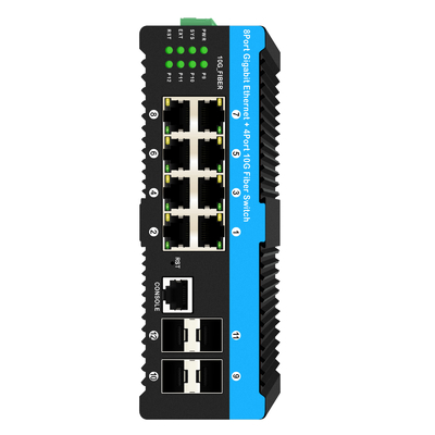 10G Fiber Industrial Managed PoE Switch Gigabit Ethernet 8 Port PoE 240W Realtek Chip