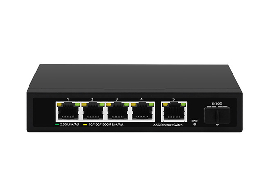5 Port 2.5G Ethernet Switch 10G Fiber Uplink Unmanaged Auto-Sensing Network Speed