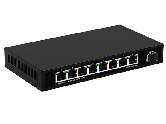 8 Port 2.5G Network Switch Unmanaged 10G Fiber DC12V Fanless Auto Adaptive Speed