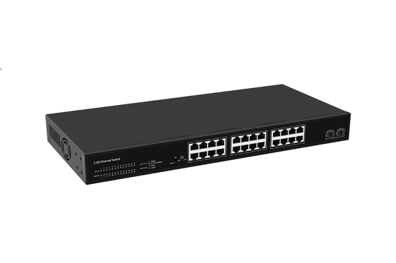 24 Port Network Switch 100M/1G/2.5G Ethernet 1G/2.5G/10G Fiber Unmanaged With FAN