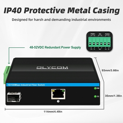 10/100m 2 Port Industrial Network Switch Ethernet Unmanaged DIN Rail Network Poe Switch With IP40 Level Protecion