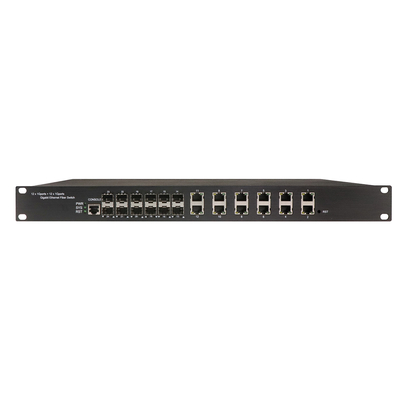 1U Rack Gigabit 24 Port Managed Ethernet Poe Switch With 12 RJ45+12 SFP AC100-240V Input Industrial Switch