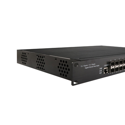 1U Rack Gigabit 24 Port Managed Ethernet Poe Switch With 12 RJ45+12 SFP AC100-240V Input Industrial Switch