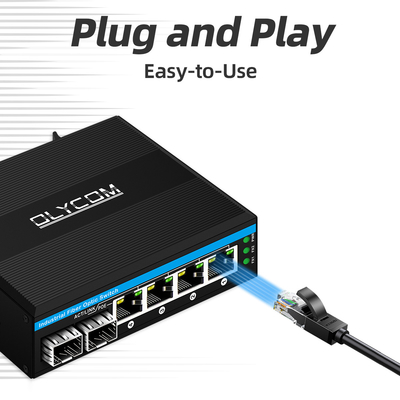 Mini 6 Port Gigiabit Ethernet Switch Poe Switch Din Rail 2 Sfp+ 4 RJ45 DC48-52V Dual Power Input