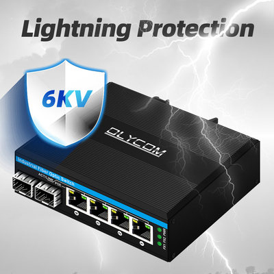 Mini 6 Port Gigiabit Ethernet Switch Poe Switch Din Rail 2 Sfp+ 4 RJ45 DC48-52V Dual Power Input