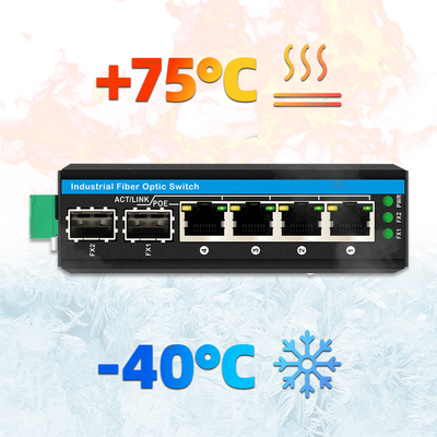 Mini 6 Port Gigiabit Ethernet Switch Poe Switch Din Rail 2 Sfp+ 4 RJ45 DC48-52V Dual Power Input