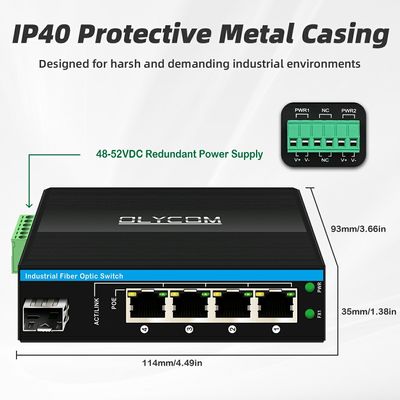 5 Port Gigabit Outdoor Poe Switch Mini Industrial Fiber Switch IP40 Din Rail Switch