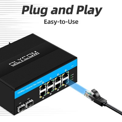 Gigabit 8 Port Poe Switch Unmanaged Poe Switch 6 X Gigabit PoE+ Ports 2 X 1.25G SFP Fiber Ports 240W For Outdoor Use