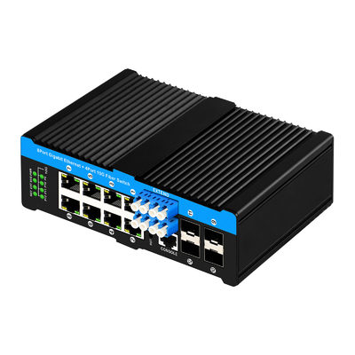12 Port 10G L2/L3 Managed Poe+ Switch Optical Bypass Switch 4*10G Sfp +8 RJ45 Din-rail Ethernet Switch