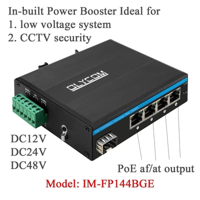 5 Port Industrial Poe Network Switch DC12/24/48V Input 1SFP+4RJ45 Gigabit Ethernet Switch