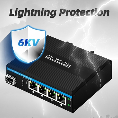 5 Port Industrial Poe Network Switch DC12/24/48V Input 1SFP+4RJ45 Gigabit Ethernet Switch