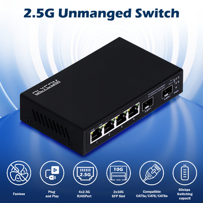 10g Ethernet Switch Unmanaged 4 Port 2.5G Ethernet Switch With 10G SFP+ Ports
