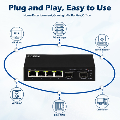 10g Ethernet Switch Unmanaged 4 Port 2.5G Ethernet Switch With 10G SFP+ Ports