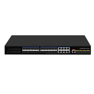 24 Port 10G L3 Managed Fiber Switch With 8 Gigabit Combo SFP/RJ45 1U Rack 220V AC Input